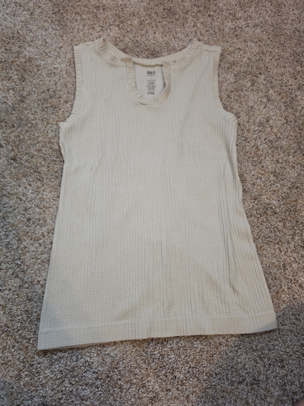 BKE Cream Ribbed Tank Top